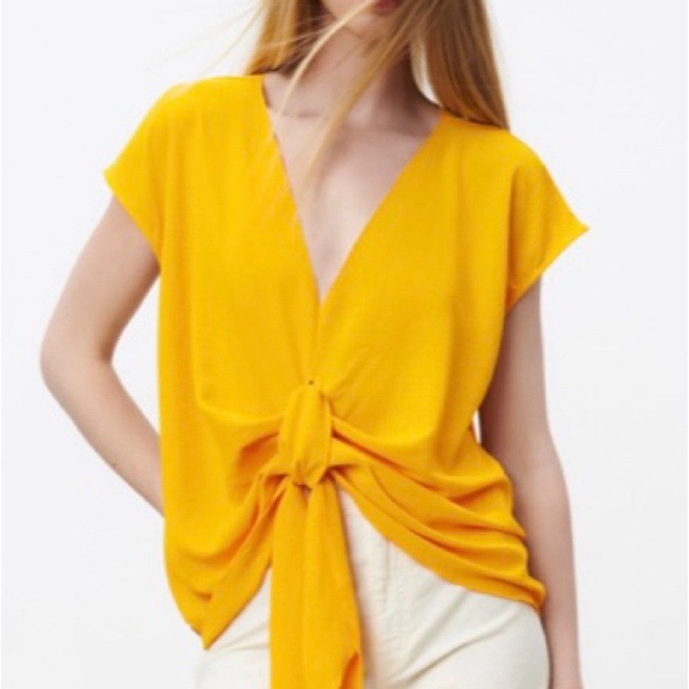 Zara Yellow Top, Tie Front Detail